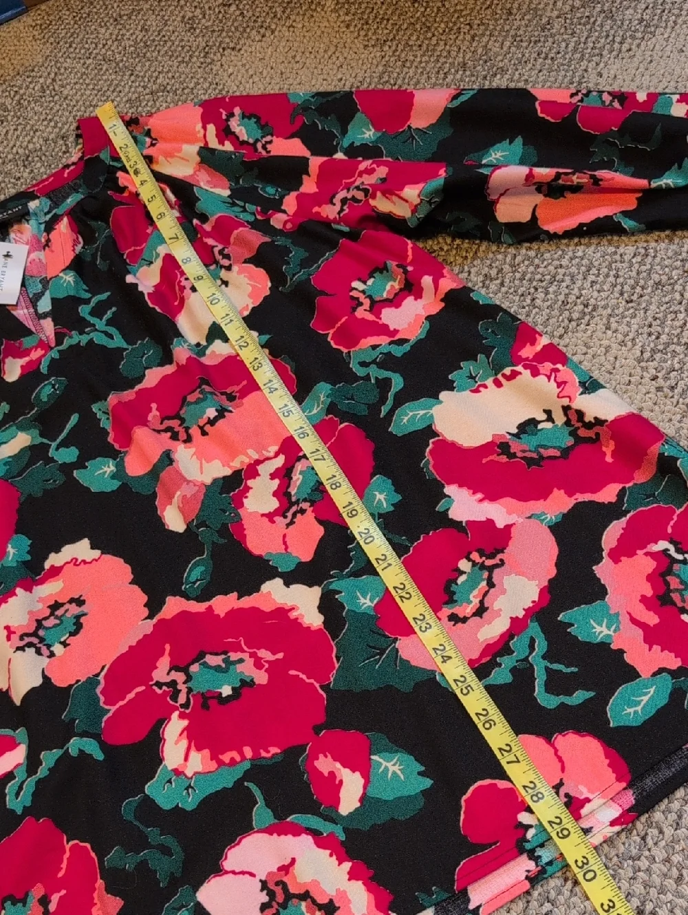 NWT Lane Bryant Women's Plus Swing Notch Neck Popover Top Black Floral Boho 14 - Picture 2 of 8